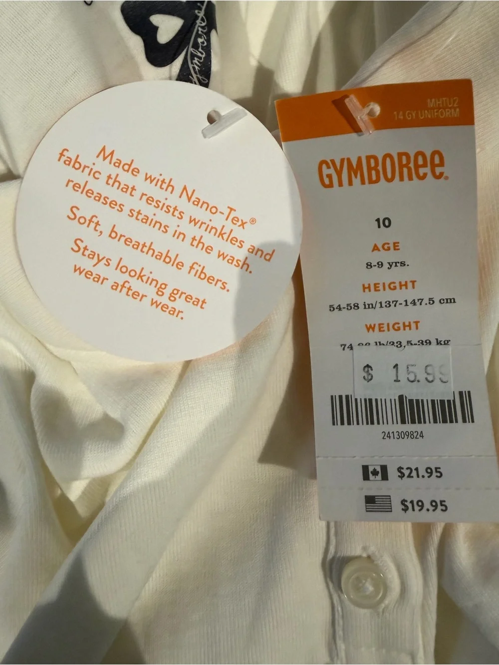 NWT Girls Size 10 Gymboree Cream Straight A Long Sleeve Polo